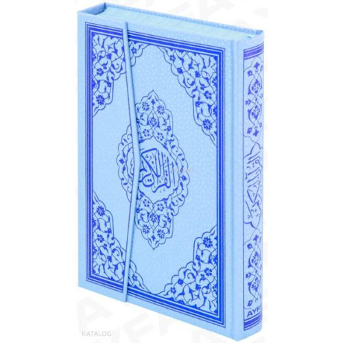 Kur'an-ı Kerim (Ayfa-124M, Rahle Boy, Gül Desenli, Mavi, Ciltli)