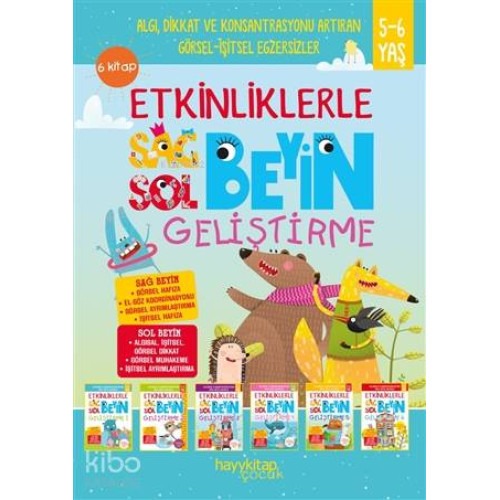 Etkinliklerle Sağ Beyin Sol Beyin Geliştirme (5-6 Yaş) (6 Kitap Takım); Algı, Dikkat ve Konsantrasyon Artıran Görsel-İşitsel Egzersizler