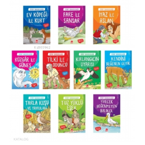 Ezop Masalları Seti (10 Kitap - Büyük Boy); 1. ve 2. Sınıflar İçin Eğik El Yazısı