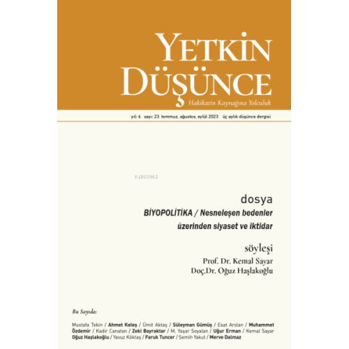 Yetkin Düşünce Sayı 23 ;Biyopolitika