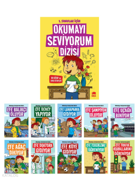 Okumayı Seviyorum Seti (10 Kitap Takım - Küçük Boy); 1. ve 2. Sınıflar İçin Eğik Yazılı